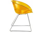 Кресло прозрачное на полозьях PEDRALI Gliss сталь, поликарбонат желтый Фото 1