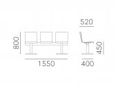 Система сидений на 3 места PEDRALI Kuadra XL сталь, технополимер Фото 2