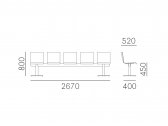 Система сидений на 5 мест PEDRALI Kuadra XL сталь, технополимер Фото 2