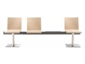 Система сидений на 3 места со столиком PEDRALI Kuadra XL сталь, фанера, шпон матовый стальной, беленый дуб Фото 1
