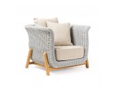 Кресло плетеное с подушками RosaDesign Zante тик, алюминий, роуп, ткань натуральный, белый, серый Фото 2