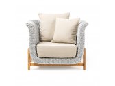Кресло плетеное с подушками RosaDesign Zante тик, алюминий, роуп, ткань натуральный, белый, серый Фото 3