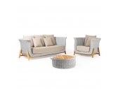 Кресло плетеное с подушками RosaDesign Zante тик, алюминий, роуп, ткань натуральный, белый, серый Фото 4