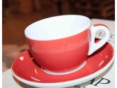 Кофейная пара для латте Ancap Verona Millecolori фарфор красный, деколь чашка, ручка, блюдце Фото 5