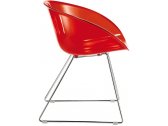 Кресло прозрачное на полозьях PEDRALI Gliss сталь, поликарбонат красный Фото 1
