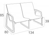 Диван пластиковый двухместный Siesta Contract Pacific Lounge стеклопластик, текстилен черный Фото 2