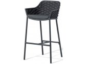 Кресло барное плетеное Grattoni Panama алюминий, роуп, текстилен черный, темно-серый, черный Фото 1