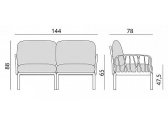 Диван пластиковый с подушками Nardi Komodo 2 стеклопластик, Sunbrella агава, холст Фото 2