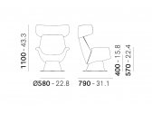 Кресло вращающееся мягкое PEDRALI Ila сталь, ткань антрацит Фото 2