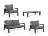 Комплект металлической лаунж мебели Garden Relax Einar алюминий, ДПК, ткань антрацит, тик, темно-серый Фото 2
