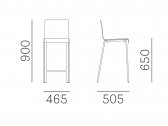 Стул полубарный пластиковый PEDRALI Kuadra сталь, технополимер сатинированный стальной, слоновая кость Фото 2