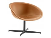 Кресло вращающееся с обивкой PEDRALI Gliss Lounge  алюминий, сталь, натуральная кожа коричневый Фото 1