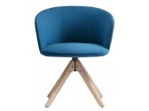 Кресло деревянное с обивкой PEDRALI Nym ясень, ткань беленый ясень, синий Фото 1