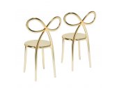 Комплект пластиковых стульев Qeeboo Ribbon Metal Finish Set 2 полипропилен золотистый Фото 6