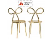 Комплект пластиковых стульев Qeeboo Ribbon Metal Finish Set 2 полипропилен золотистый Фото 1