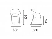 Кресло пластиковое на полозьях PAPATYA Opal Sled сталь, поликарбонат хромированный, белый Фото 2