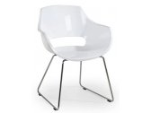 Кресло пластиковое на полозьях PAPATYA Opal Sled сталь, поликарбонат хромированный, белый Фото 1