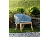 Лаунж-кресло деревянное с обивкой и подушкой Royal Botania Calypso тик, нержавеющая сталь, ткань натуральный Фото 4