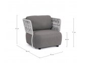 Кресло плетеное с подушками Garden Relax Palmer алюминий, роуп, акрил белый, серый Фото 2