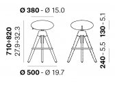 Табурет барный PEDRALI Arki-Stool сталь, дуб, ткань Фото 2