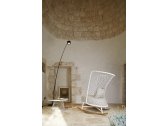 Кресло-качалка плетеное с подушками Robertirattan Charme ироко, нержавеющая сталь, роуп, ткань белый Фото 5